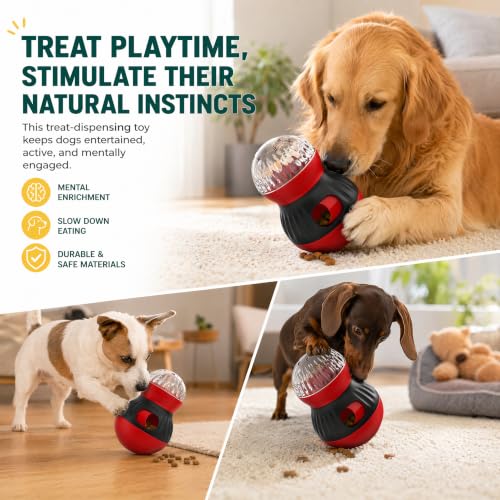 Dog Puzzle Toy, Tumbler Slow Feeder with Adjustable Kibble Release