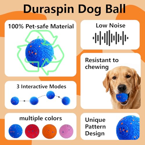 Interactive Dog Toys Smart Dog Ball for Aggressive Chewers Auto Bounce Blue - color: Bule