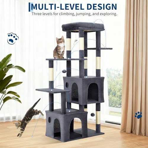 Takywep Cat Tree Heavy Duty Multi-Level Cat Tower for Large Indoor Cats - color: Dark Gray