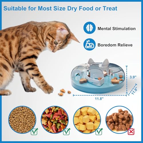 Interactive Cat Treat Puzzle Enrichment Toys, Sky Blue - color: Sky Blue