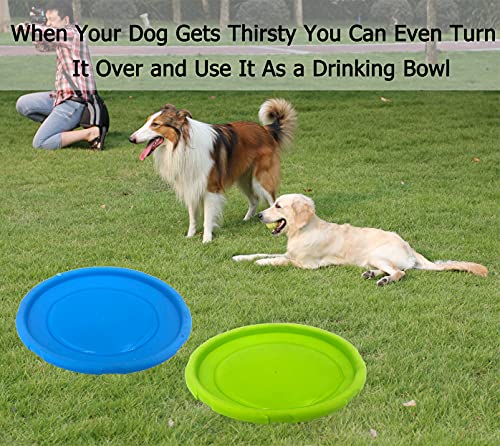 XIGOU Dog Flying Disc, 2 Pack Dog Flyer Toys, Soft Rubber Interactive Lightweight Flying Disc Dog Toy for Small Large Dogs - Floats in Water & Safe on Teeth, 7.2 inch. - color: Blue & Green