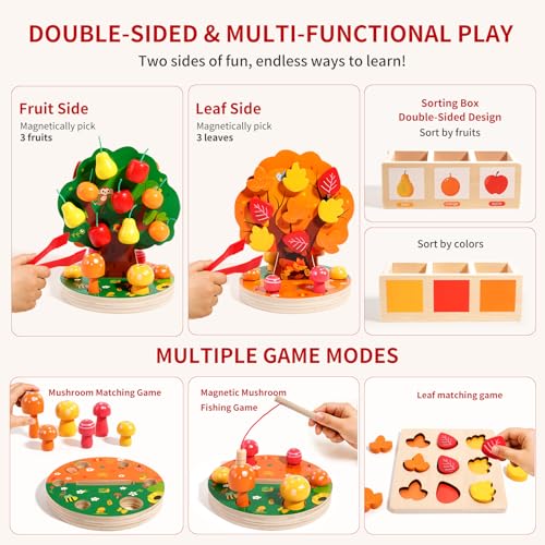 INIFEIDALA Montessori Toys for 3 4 5 6 Year Old - Fine Motor Skills Toy - size: Apple Picking