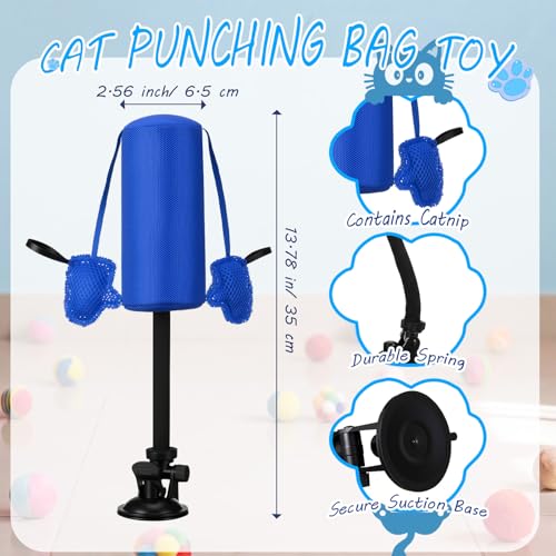 1 Pcs Cat Punch Bag Toy Suction Cup Base Catnip,Blue - color: Blue