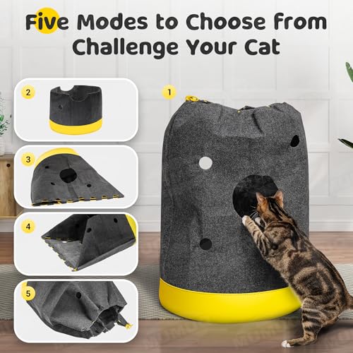 Cat Play Bag Collapsible Cat Activity Center Mat Play Rug - color: Dark Gray
