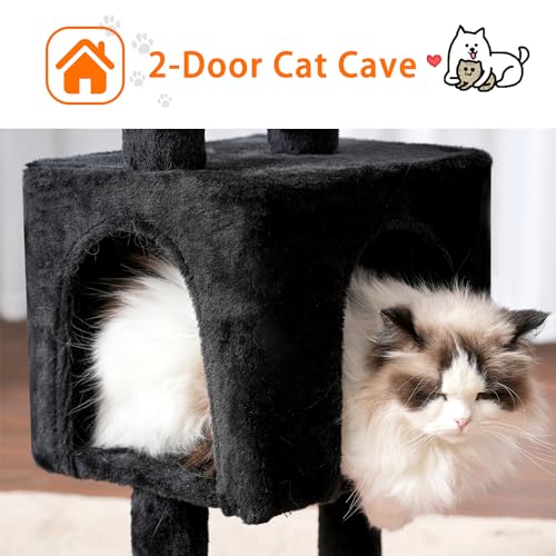 Heybly Cat Tree, 40" Tower with All-Sisal Wrapped Scratching Post HCT006SBR - color: Black and Red, size: 39.4 inch