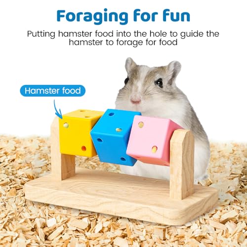 MiOYOOW Hamster Chew Toys, Wooden Small Animals Enrichment Toy Chinchillas Foraging Toys for Hamsters Guinea Pigs Squirrels Rabbits