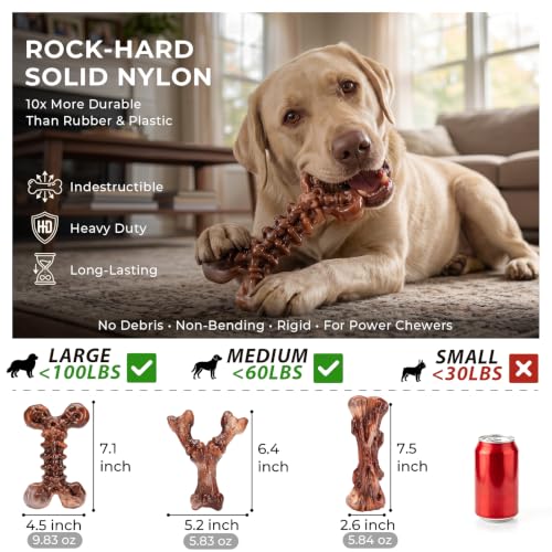 Kseroo 6-Pack Bacon Flavored Dog Chew Toys for Aggressive Chewers, Brown-XL - color: 6PC-Bacon-Brown