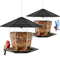 Jealoeur Bird Feeders for Outdoors Hanging Birds Feeder Wild Birds Seed, Black 2 Pack B - color: Black 2 pack