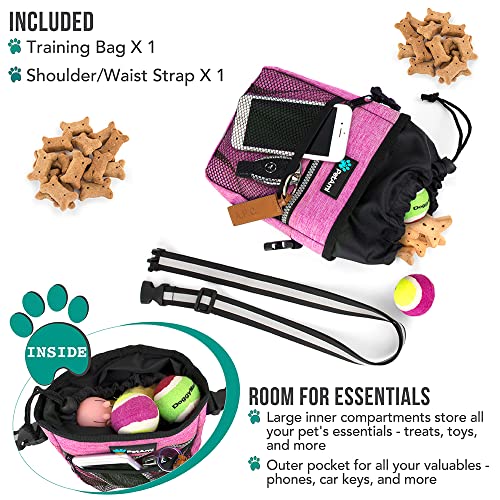 PetAmi Hands Free Dog Treat Pouch for Training and Walking, Pink - color: Heather Pink