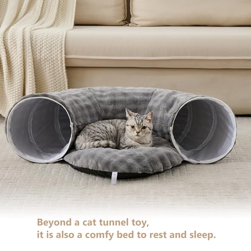 Bubble Round Cat Tunnel for Indoor Cats, Grey - color: Grey, size: Round