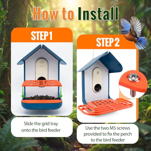 Saillong 2-in-1 Bird Feeder Kit, Compatible with BirdBuddy Feeder, Orange - color: Orange