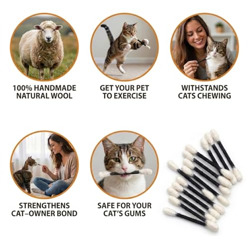 Glaciart One Swabs Cat Toys with Catnip - 6 Pk | Durable for Chew, Cute Cat Toys Interactive Kitty for Boredom, Exercise, & Play | Filled w/Organic Catnip for Anxiety & as Digestive Aid | Gift Idea - color: Black Swabs, size: Regular
