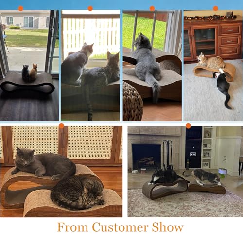 Simple Deluxe 2 In1 Cardboard Cat Scratcher,Large Scratching Board for Scraching & Napping, 100% Recyclable & Reversible Horizontal Scratch Pad Couch Lounger for Cats, 27.56 x9.45 x8.86 inch - color: 2 IN 1 L-Wood Pro