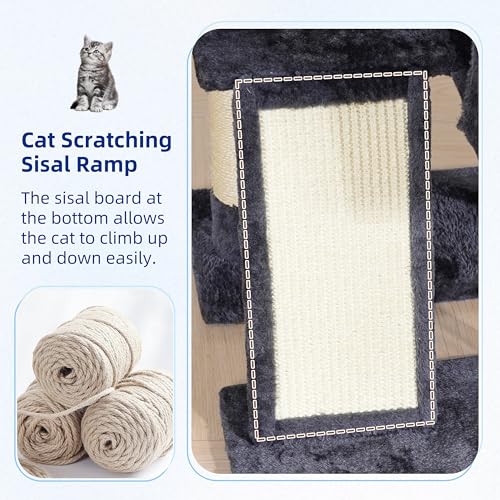 Gitelsnour Cat Tree Tower for Indoor Cats, Top Platform with Toy, GCT006SG - color: Smoky gray, size: 47.24 inches