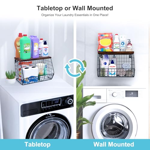 MSJGA Laundry Room Shelves, Wall Mounted Storage Basket, 11.8"Wx7.9"Dx8.5"H - size: 8"D