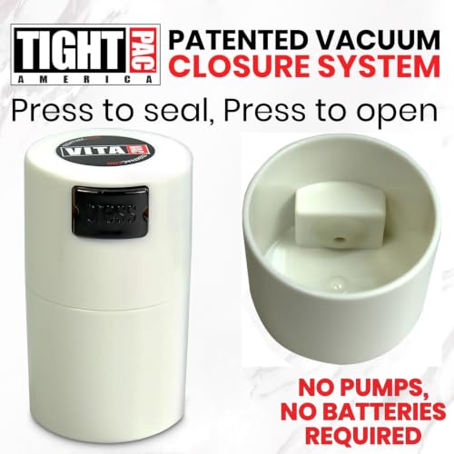 Vitavac 5g to 20g Airtight Vacuum Seal Portable Container, White - color: White
