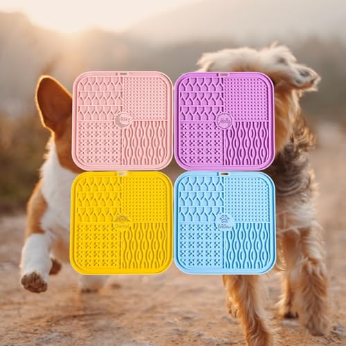 Dog, cat Silicone Food Grade Licking mat Slow Feeder Great for Yogurt,Peanut Butter Cold Smear Treats (Black, Medium) - color: Black
