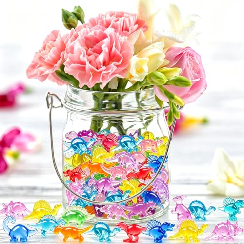 180 Pcs Mini Dinosaur Figures, Mini Resin Animals Figures to Hide, Small Plastic Dinosaur Figurines Miniature Ornaments Diving Gems for Vase Filler Fairy Garden Dino Party Decorations (Tiny Dinosaur) - style: Tiny Dinosaur