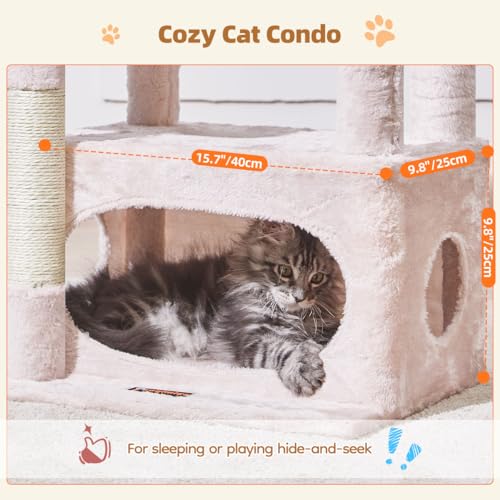 Taoqimiao Cat Tree, 38.5In Cat Tower for Indoor Cats, Suitable for Kittens - color: Jelly Pink, size: 38.5 Inches