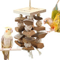 PINVNBY Bird Toys Parrot Toys, Natural Wood Bird Chewing Toys, Parakeet Hanging Toys for African Grey Macaws Cockatoos Eclectus Small and Medium Parrots(with Coconut Shell) - size: D: With Coconut Shell