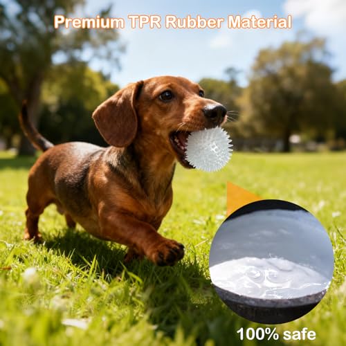 petizer 2.5 Inch 6 Pack Glowing Squeaky Ball for Dogs - Durable Rubber Spiky Balls for Small Dog, Bouncy Glow in the Dark Balls Indoors & Outdoors, Puppy Teething Chew & Training Toys - size: 2.5''-6pack