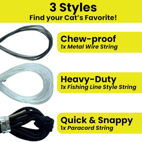 Forever Stick Cat Wand Toy, 3 Strings, Chew Proof Metal Wire - size: Forever Stick and Chew-proof String
