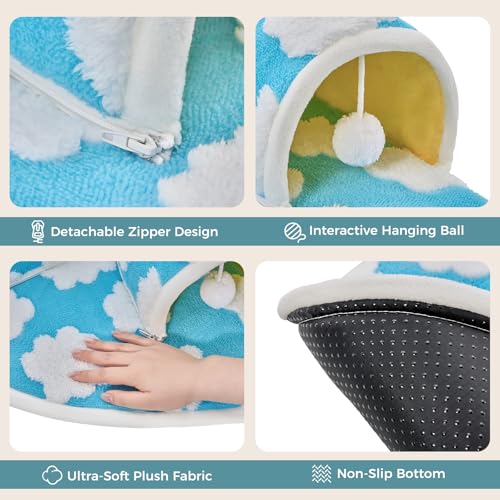 Avont Guinea Pig Tunnel Bed, Washable Hideout for Small Pets - color: Cloud