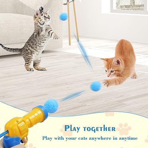 Mewlmart Interactive Cat Toys Cat Ball Launchers Enrichment Toys Pom Pom Balls50 Balls 1.2IN - size: 50 Pcs