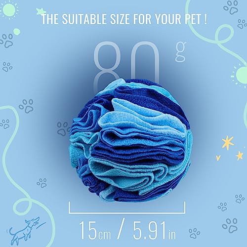 Pet Snuffle Ball, Puzzle Sniffing Interactive Dog Ball for Blind Dogs Training Stress Relief Dog Enrichment Toys Treat Machine Washable (15cm, Ocean Blue) - color: Ocean blue, size: 15cm