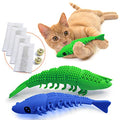 Ronton Catnip Toy - Durable Hard Rubber - Cat Dental Care, Cat Interactive Toothbrush Chew Toy (2 Pack Green & Blue (Shrimp)) - size: 2 Pack (Shrimp)