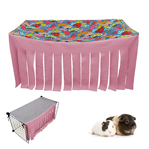 RIOUSSI Guinea Pig Hideout Hideaway Corner Fleece Toys Cage Accessories - color: Pink Rectrangle