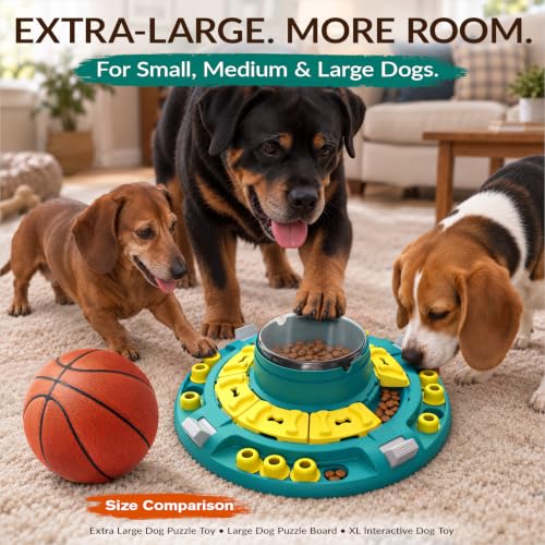 KADTC XL, 4 Levels Dog Puzzle Toy, Push-to-Release Treat Dispenser for Dogs