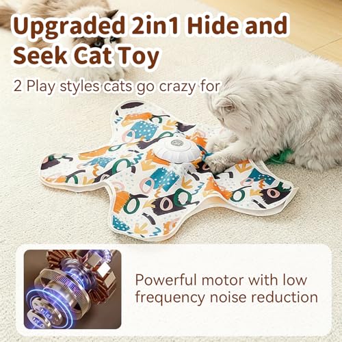 Interactive Touch Activated Hide and Seek Cat Toys for Indoor Cats, White - color: White
