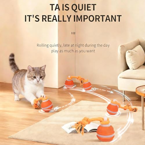 Interactive Dog Toys Dog Ball,Automatic Rolling and Bouncing Moving Dog Toy - color: 1 Blue +1 Orange
