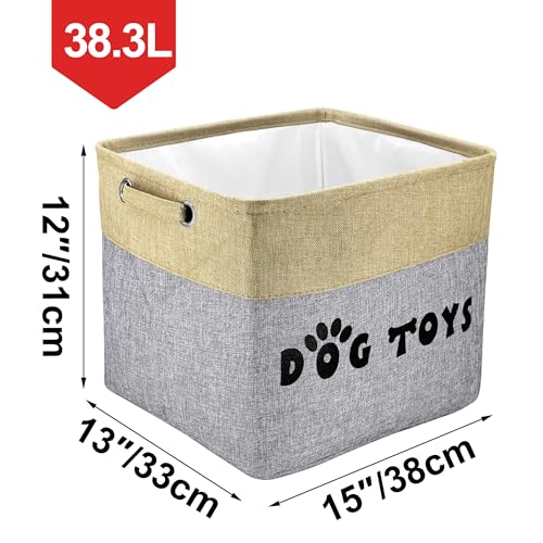 PET ARTIST Dog Toy Basket, Large Collapsible, Gray, L:15"x13"x12" - color: Gray, size: L:15"x13"x12"