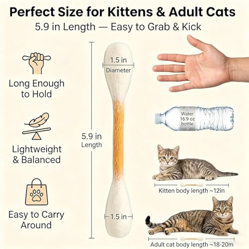 Cotton Swabs Cat Toys with Catnip, Giant Kitten Chew Sticks, Durable Dental Teething Ropes, Indoor Boredom & Dental Care, Pet Play Gift Accessories 6 Pack(Beige) - color: beige