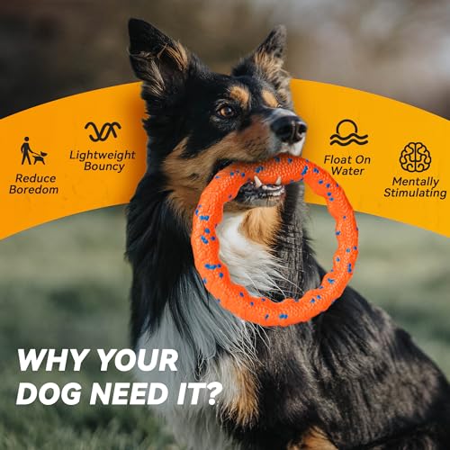 FUSOTO Dog Ring Toy, Indestructible Flying Discs for Throwing Catching - color: Orange - φ9 inches