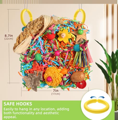 Bird Toys, Parakeet Toys Bird Foraging Toys Grass Mat Climbing Wall for Parakeet,Parrot,Cockatiel,Conure,Lovebird,Budgie Cage Small to Medium Birds (Twinkle Star) - color: Twinkle Star