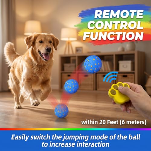 TEYYVN Interactive Dog Toys Dog Ball – 3 Play Modes Smart Moving Bouncing Dogs Ball, E-TPU Smart Dog Ball with Remote Control, Automatic Rolling Dog Toy for Small Medium Dogs to Boredom Relief (Blue) - color: Bronze