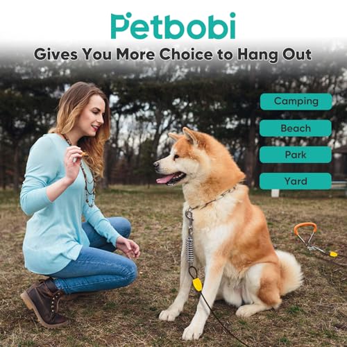 Petbobi Dog Tie Out Cable and Stake, 30ft Heavy Duty Dog Leads for Yard - color: Black, size: 30 ft (120 lbs)