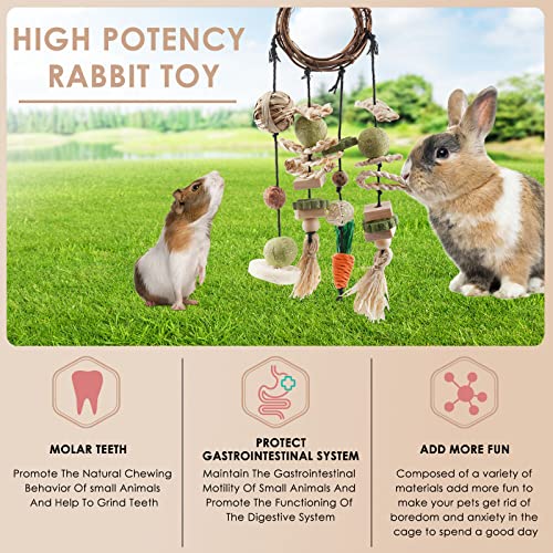 Bissap Bunny Chew Toy, Rabbits Cage Hanging Chew Toys and Treats Grapevine Wreaths Rattan Ring with Snacks for Guinea Pigs Chinchillas Hamsters Rats and Other Small Pets Teeth Grinding - size: 1 PCS