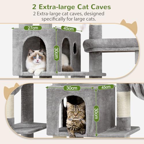 Globlazer 74in Large Sturdy Cat Tree for Large Cats, F74F, Light Grey - color: Light Grey