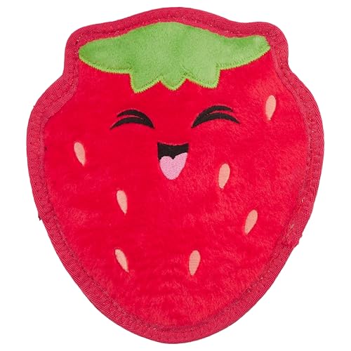 Outward Hound Tough Skinz Durable Chew Squeaky Dog Toy, Strawberry, 7.9" - color: Strawberry, size: Medium
