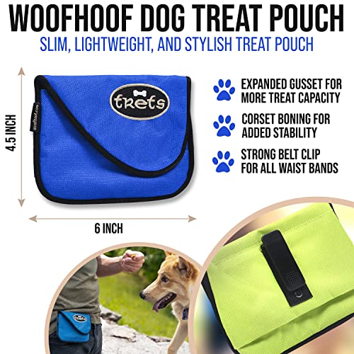 Woofhoof Dog Treat Pouch, Blue Training Treat Pouch - Clip On Dog Treat Holder, Innovative No Spill Design, Magnetic Flap, Expandable Gusset, Made of Durable Nylon, Machine Washable - color: Blue