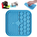 Lick Mat for Dogs, Dog Lick Mat with Suction Cups for Anxiety, Peanut Butter Dog Licking Mat Slow Feeder Dispensing Treater Lick Pad for Dogs Cats Grooming Bathing and Training (Small Blue) - color: Small Blue