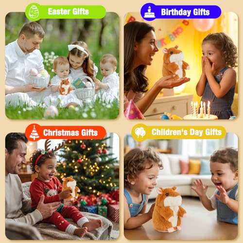 Talking Hamster, Interactive Plush Toys for Boys Girls 3-5 Year Old Gifts - color: Brown