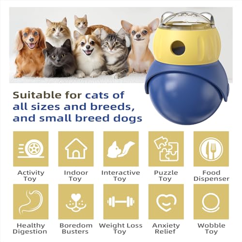 Cat Treat Dispenser Toy Interactive, Adjustable Puzzle Feeder Toys for Cats