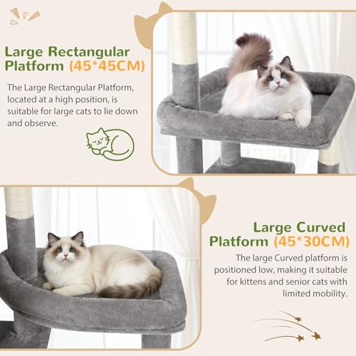 Globlazer 74in Large Sturdy Cat Tree for Large Cats, F74F, Light Grey - color: Light Grey