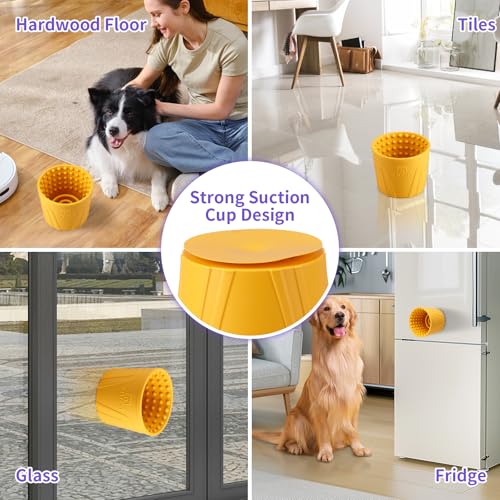 Dog Lick Bowl, Bestalk Anxiety Relief Slow Feeder Dog Lick Mat Treat Dispenser, Non-Slip Dog Licking Bowl Dog Enrichment Toys for Small Medium and Large Breed Dogs, BPA Free Silicone(Yellow,S) - color: Yellow, size: S
