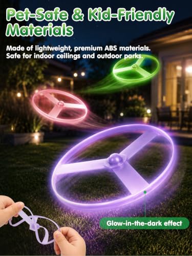 2PCS Outside Toys for Kids & Pets Electric Disc Launcher 6 Flying Spinners - color: Red and Green
